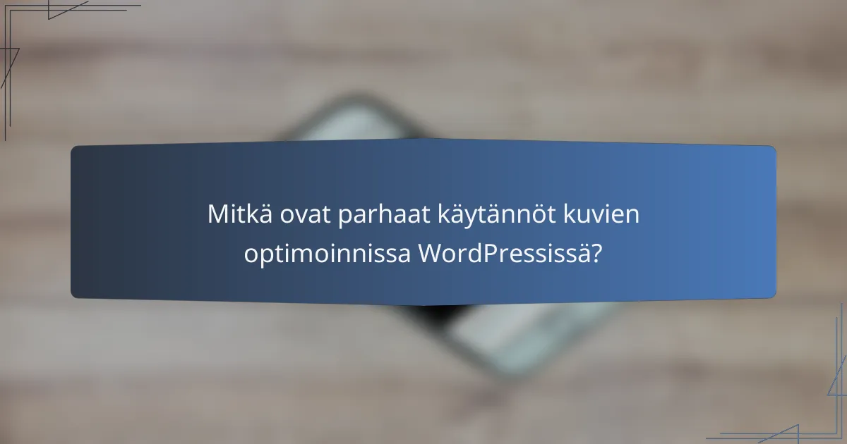 Mitkä ovat parhaat käytännöt kuvien optimoinnissa WordPressissä?