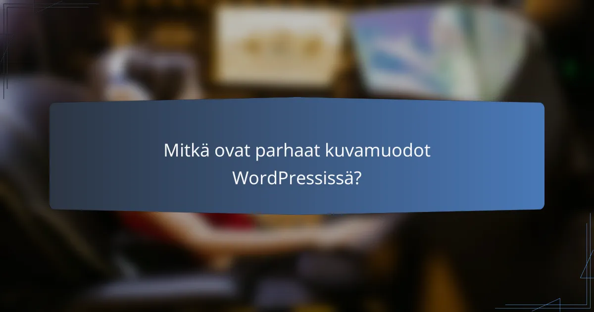 Mitkä ovat parhaat kuvamuodot WordPressissä?