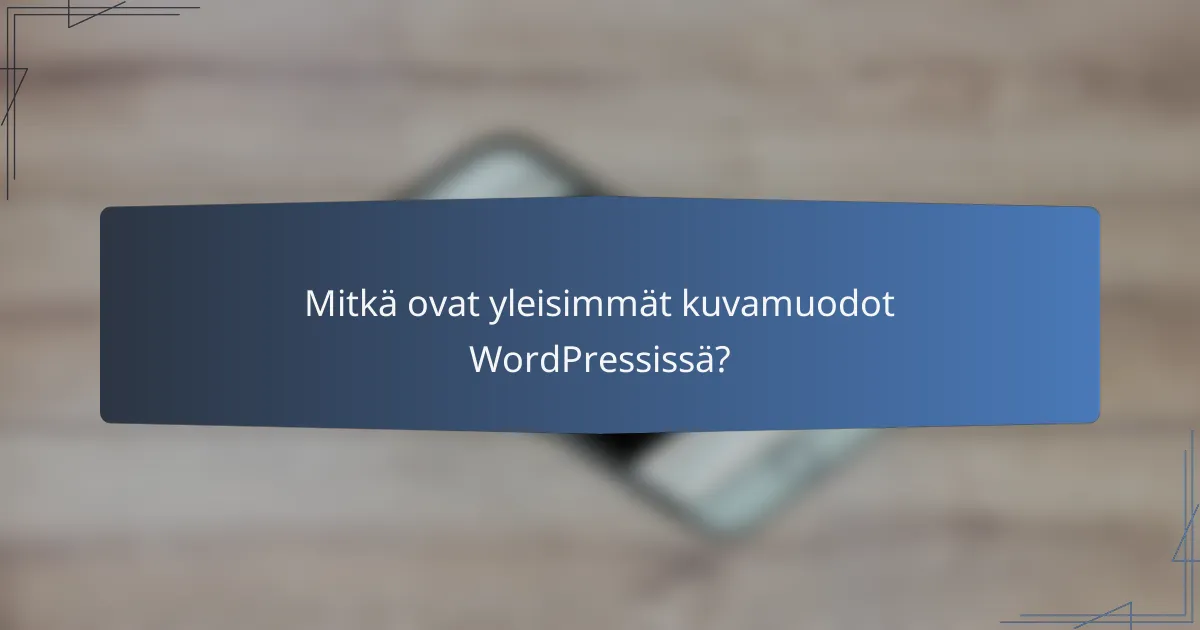 Mitkä ovat yleisimmät kuvamuodot WordPressissä?